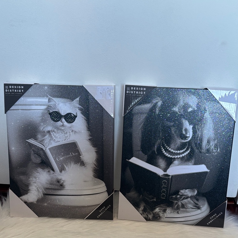 Gucci Black and White Dog Canvas Art